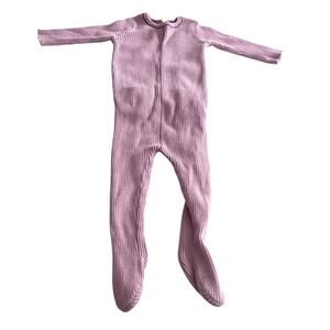MON BIJOU Girls Pink Cotton Sweater Knit One Piece Romper Footie Size 9 months
